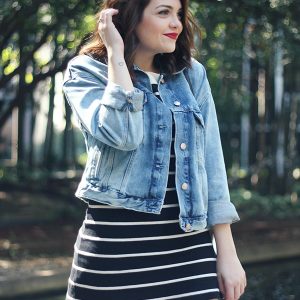 Look da Ka: Vestidinho navy e jaqueta jeans